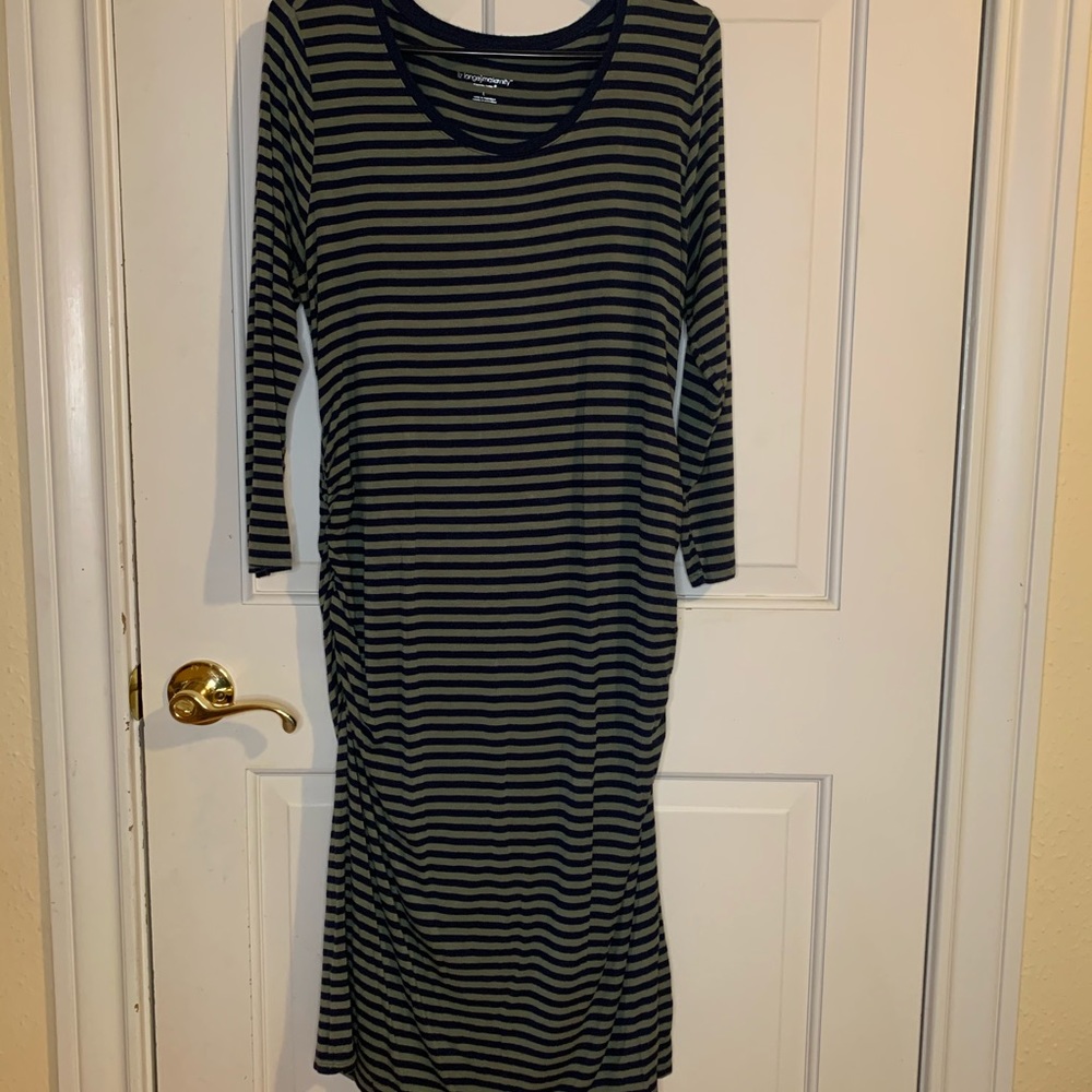 Liz Lange Blue and Green Striped Maternity Dress